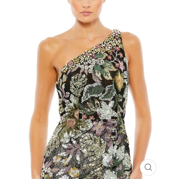 Mac Duggal EMBELLISHED FLORAL ONE SHOULDER GOWN size 12 NEW $698 - Picture 5 of 16